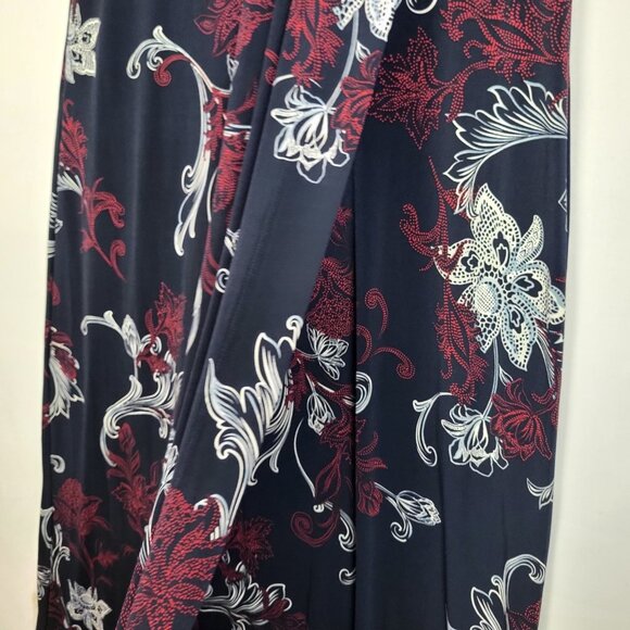 CJ Banks Faux Wrap Dress Blue Floral Women's Large Stretchy Maxi Boho Comfort - Picture 5 of 8
